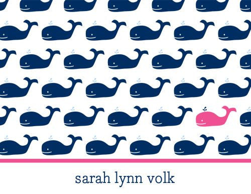 Whale Repeat Navy Foldover Note