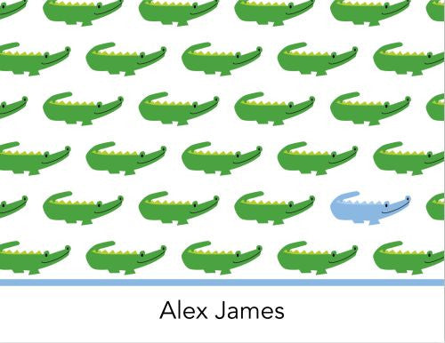Alligator Repeat Blue Foldover Note