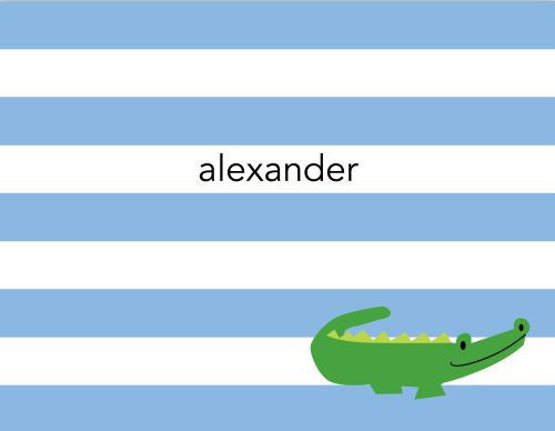 Stripe Alligator Blue Foldover Note