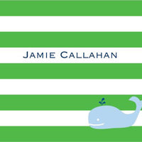 Stripe Whale Green Foldover Note