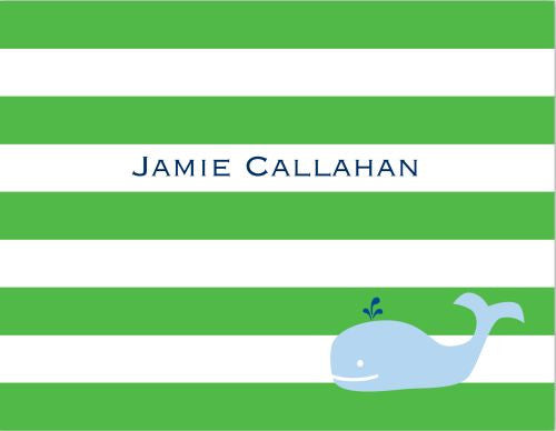 Stripe Whale Green Foldover Note