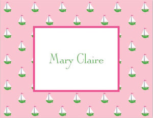 Little Sailboat Pink Foldover Note