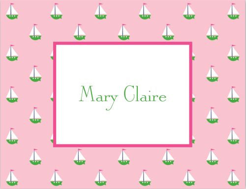 Little Sailboat Pink Foldover Note