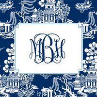 Chinoiserie Navy Foldover Note