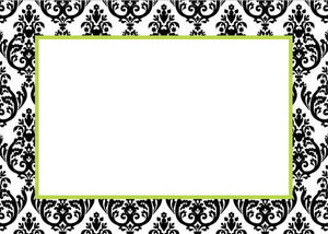 Madison Damask White with Black Flat Notecard