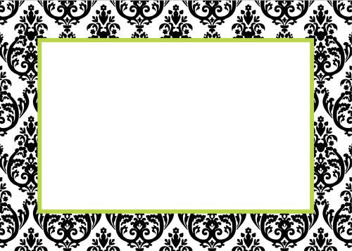 Madison Damask White with Black Flat Notecard