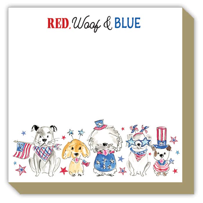 Red, Woof & Blue Patriotic Dogs Luxe Notepad