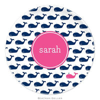 Whale Repeat Navy Melamine Plate
