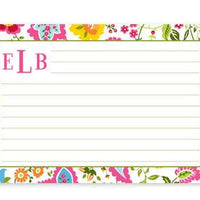 Monogrammed Bright Floral Recipe Cards
