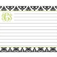 Monogrammed Madison White with Black Recipe Cards