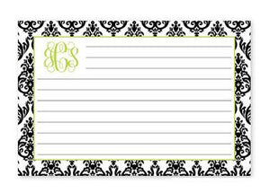 Monogrammed Madison White with Black Recipe Cards