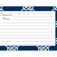 Monogrammed Navy Nautical Knot Recipe Cards