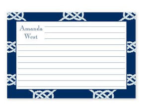 Monogrammed Navy Nautical Knot Recipe Cards