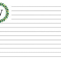Monogrammed Wreath Recipe Cards