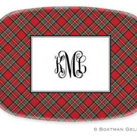 Red Plaid Monogrammed Melamine Platter