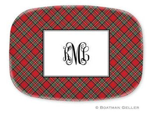 Red Plaid Monogrammed Melamine Platter