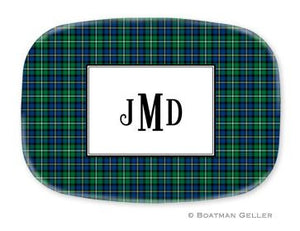 Black Watch Plaid Personalized Melamine Platter