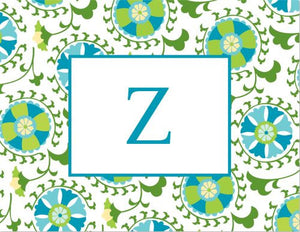 Suzani Teal Foldover Note