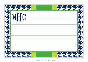 Alex Houndstooth Navy Recipe Card