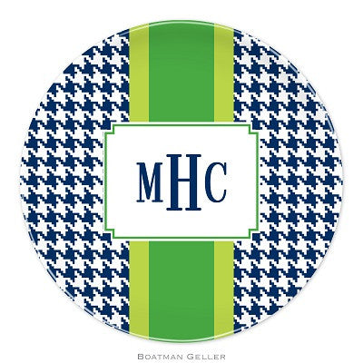 Alex Houndstooth Navy Melamine Plate