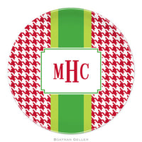 Alex Houndstooth Red Melamine Plate