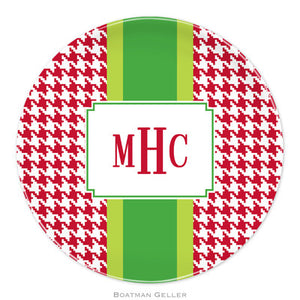 Alex Houndstooth Red Melamine Plate