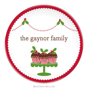 Personalized Holly Cupcakes Melamine Plate