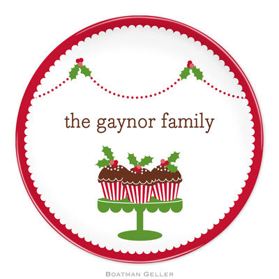 Personalized Holly Cupcakes Melamine Plate