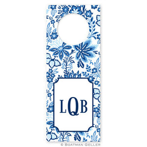Classic Floral Blue Wine Tag