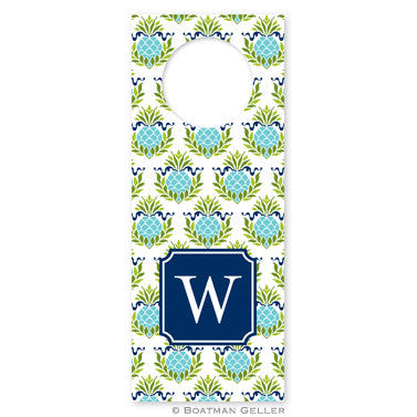 Pineapple Repeat Teal Wine Tag