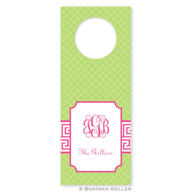 Greek Key Band Pink Wine Tags