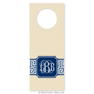 Greek Key Band Navy Wine Tags