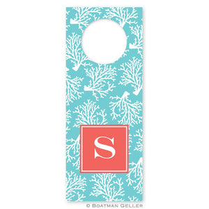 Coral Repeat Teal Wine Tags