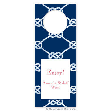 Nautical Knot Navy Wine Tags