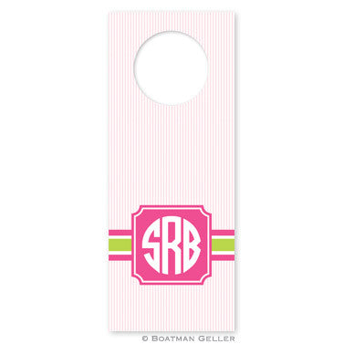 Seersucker Band Pink & Green Wine Tags