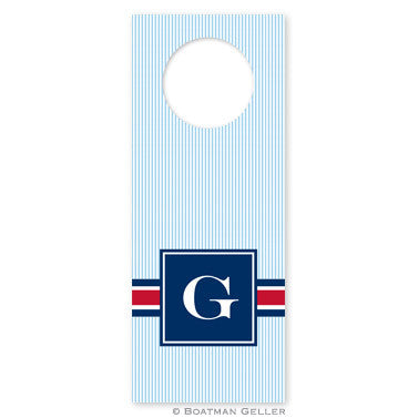 Seersucker Band Red & Navy Wine Tags