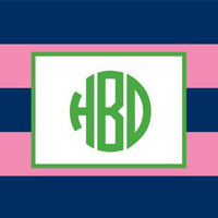 Rugby Navy and Pink Foldover Note