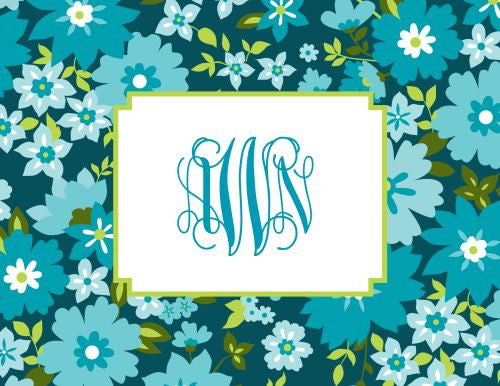 Caroline Floral Turquoise Foldover Note