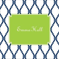 Bamboo Navy and Green Foldover Note