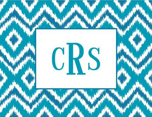 Ikat Turquoise Foldover Note