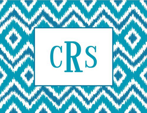 Ikat Turquoise Foldover Note