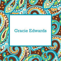 Ellie Paisley Turquoise and Brown Foldover Note