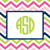 Chevron Pink, Navy and Lime Foldover Note