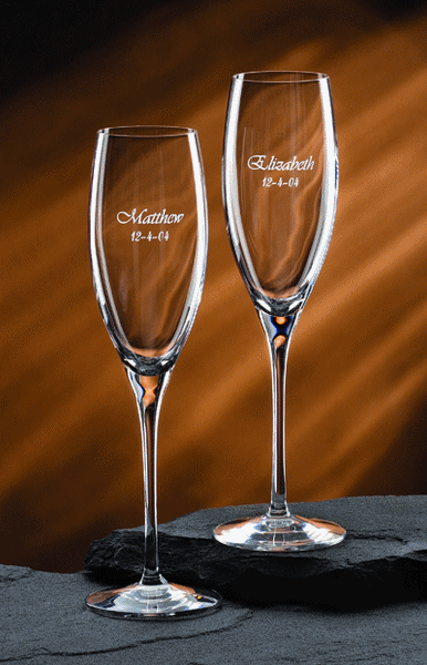 Monogrammed Arcadia Champagne Flutes