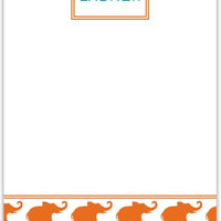 Elephants Orange Flat Notecard