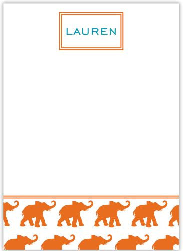 Elephants Orange Flat Notecard