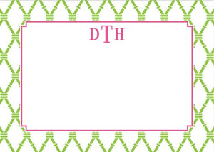Bamboo Green and Raspberry Flat Notecard