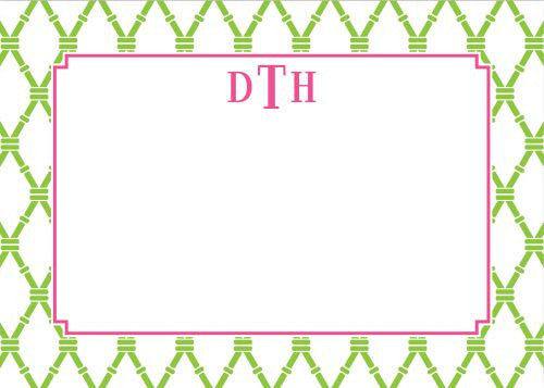 Bamboo Green and Raspberry Flat Notecard