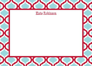 Kate Red and Teal Flat Notecard