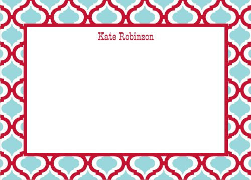 Kate Red and Teal Flat Notecard